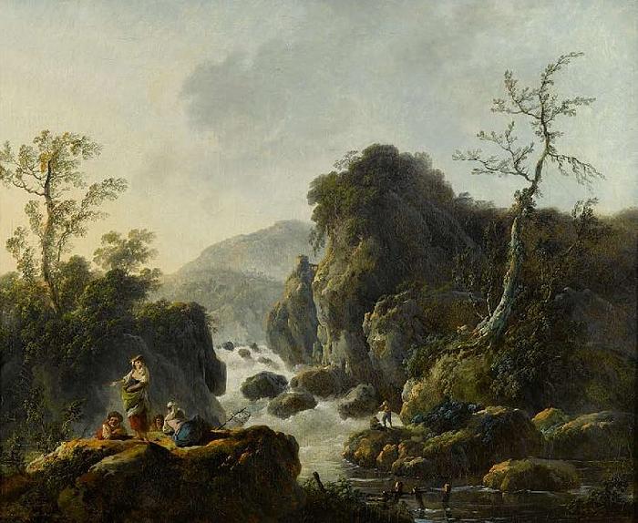Jean-Baptiste Pillement A Mountainous River Landscape oil painting image